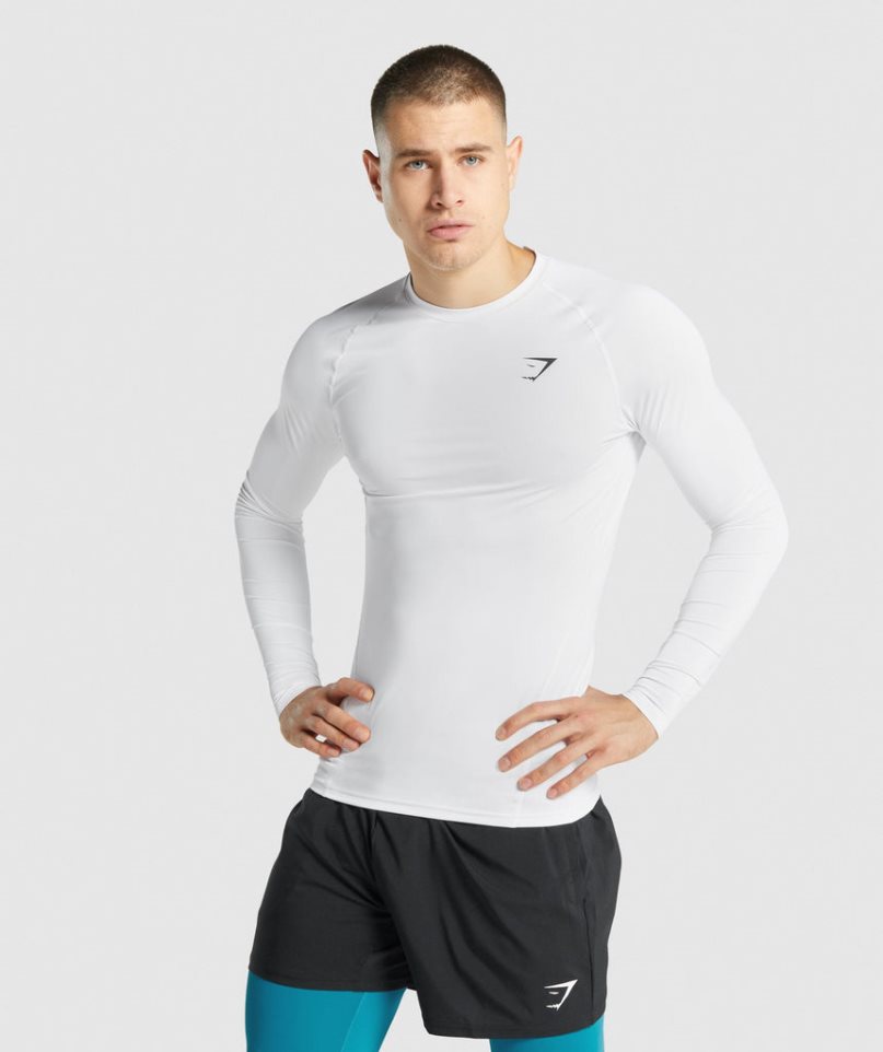 Koszulki Gymshark Element Baselayer Long Sleeve Męskie Białe | PL 014NXV